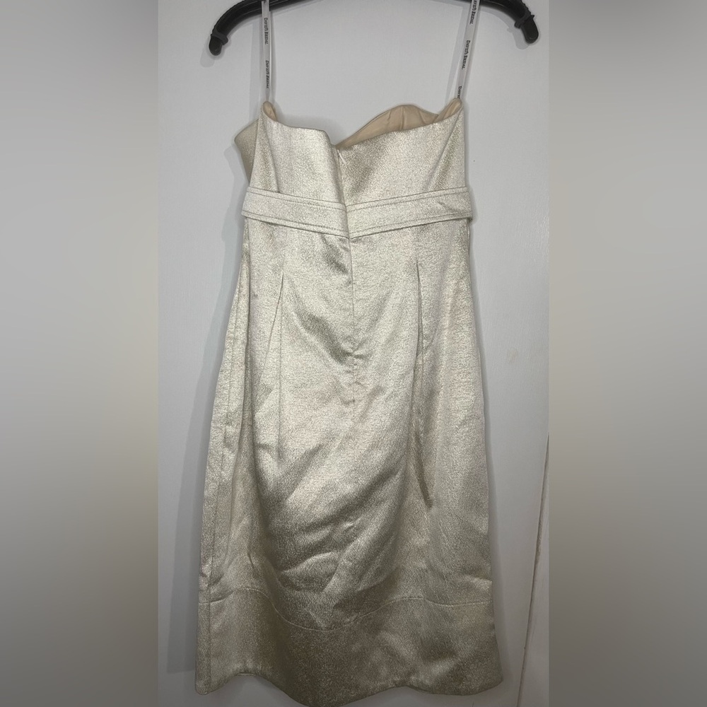 David’s Bridal Strapless Dress Cream and Shimmering w/ Gold Button Detail-Size 4 - Picture 3 of 8